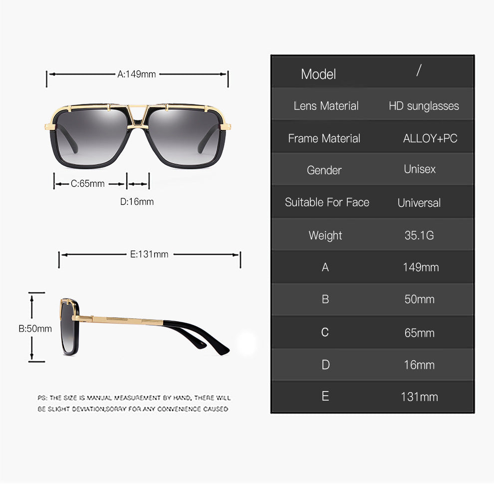 Unisex Box Frame Sunglasses