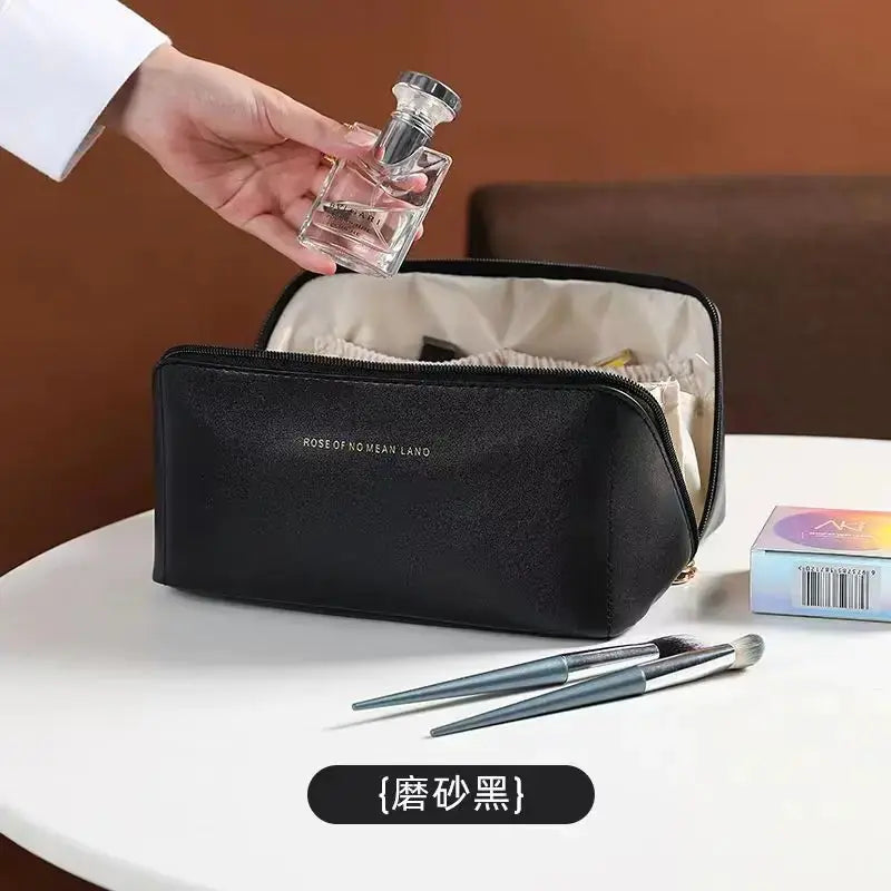 High-Capacity Leather Cosmetic Organizer