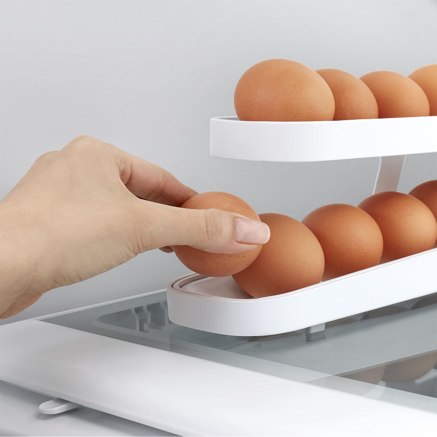 Rolldown Egg Rack Refrigerator Organizer
