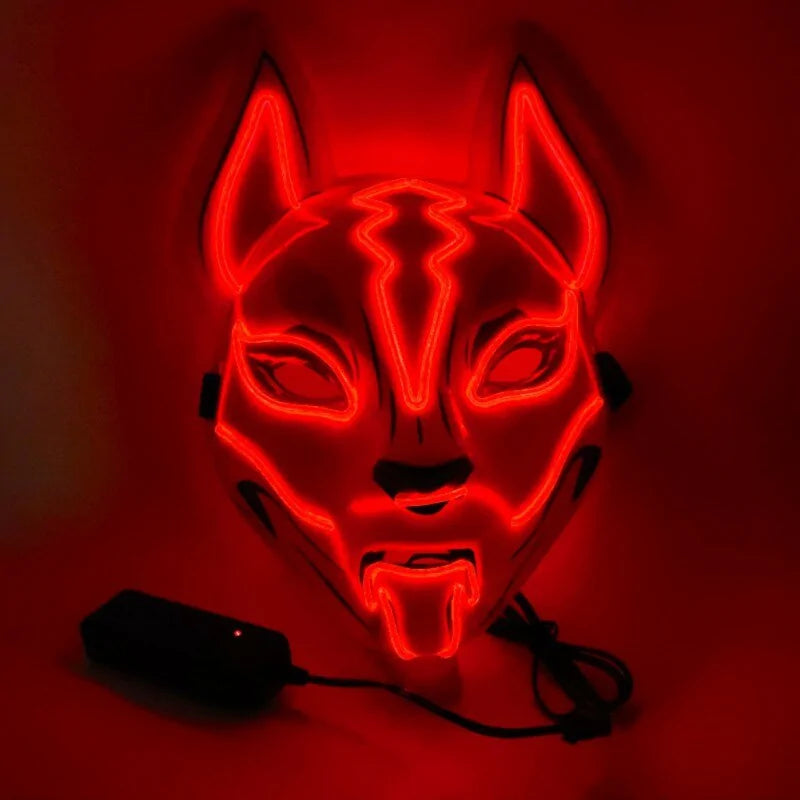 Neon LED Luminous Joker Mask with EL Wire - Halloween Carnival Costume Prop