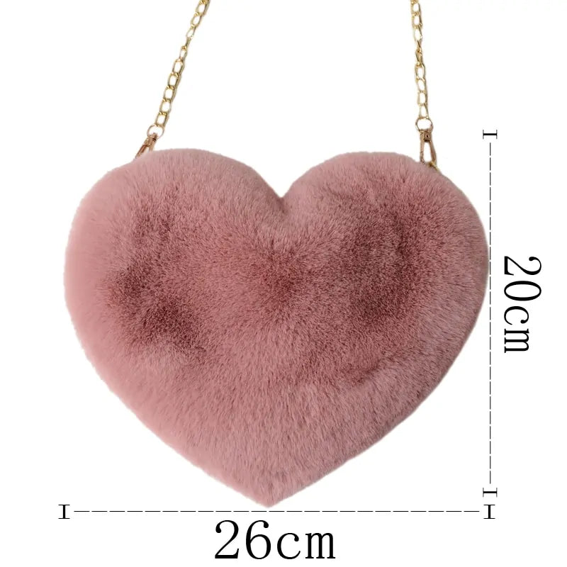 Women's Heart Shaped Faux Fur Crossbody Wallet