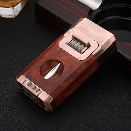 Eggplant Double Fire Cigar Lighter with Cutter