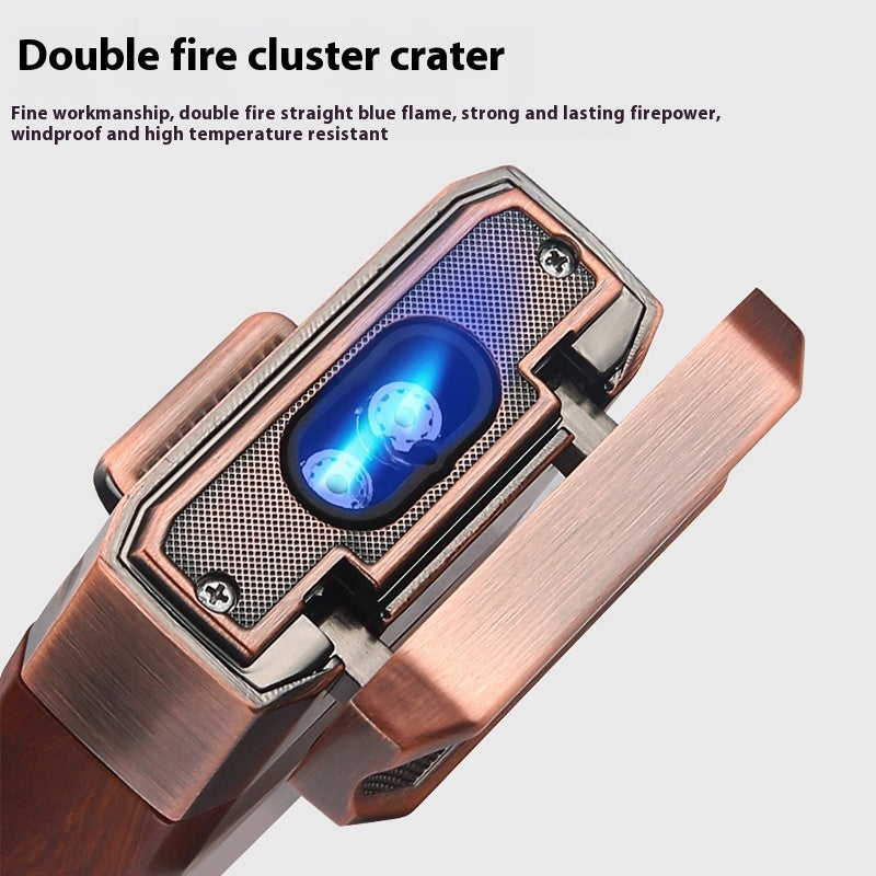 Eggplant Double Fire Cigar Lighter with Cutter