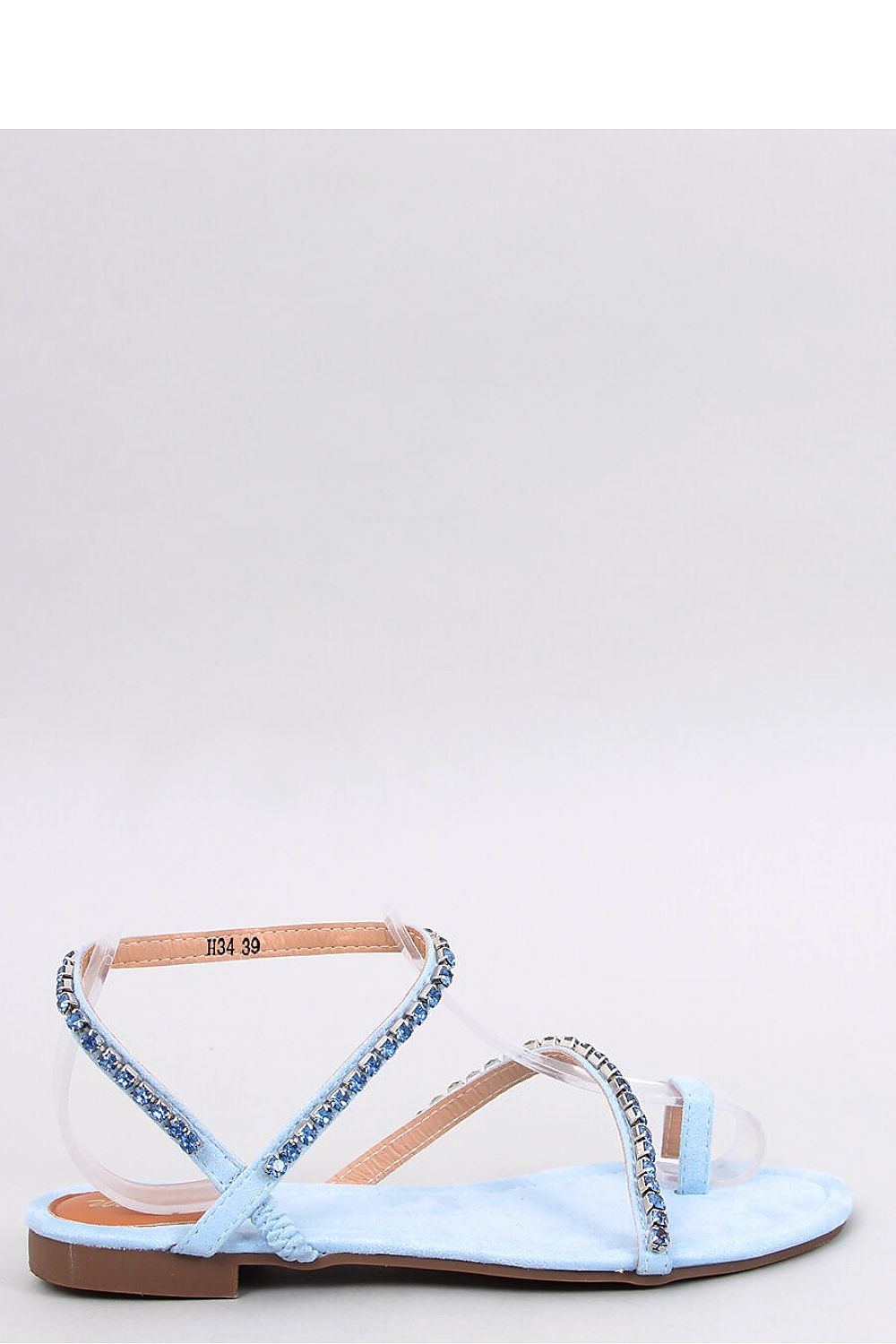 Rhinestone Ankle Loop Sandals-Blue