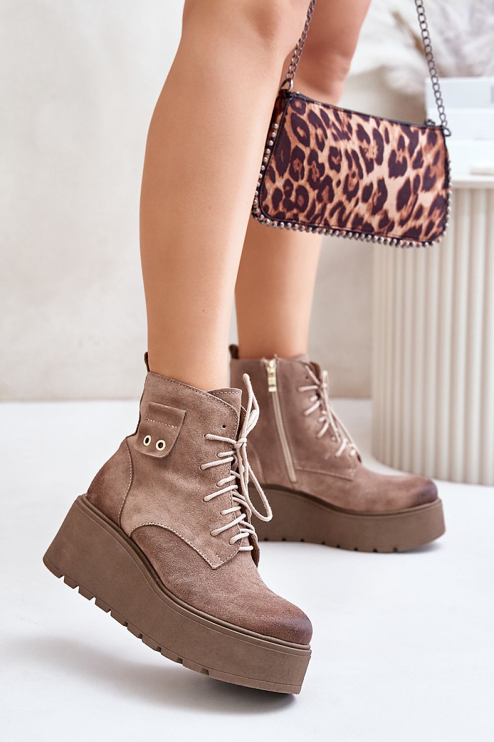 Platform Buskin Suede Boots