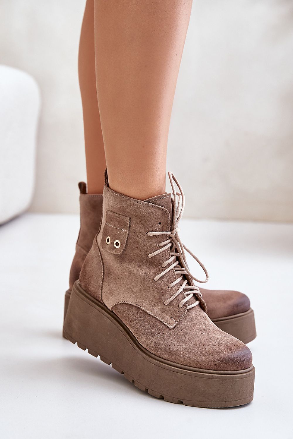 Platform Buskin Suede Boots