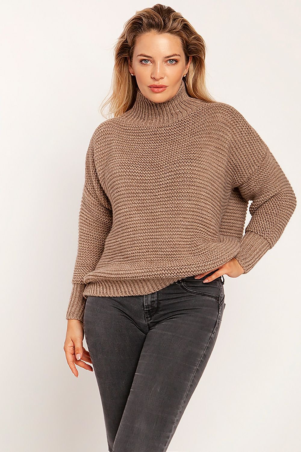 Ribbed Texture Turtleneck