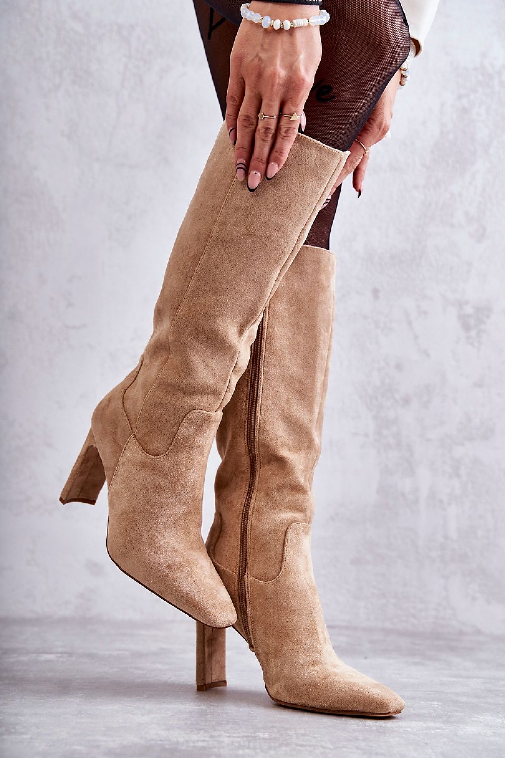 Knee High Suede Heel Boots