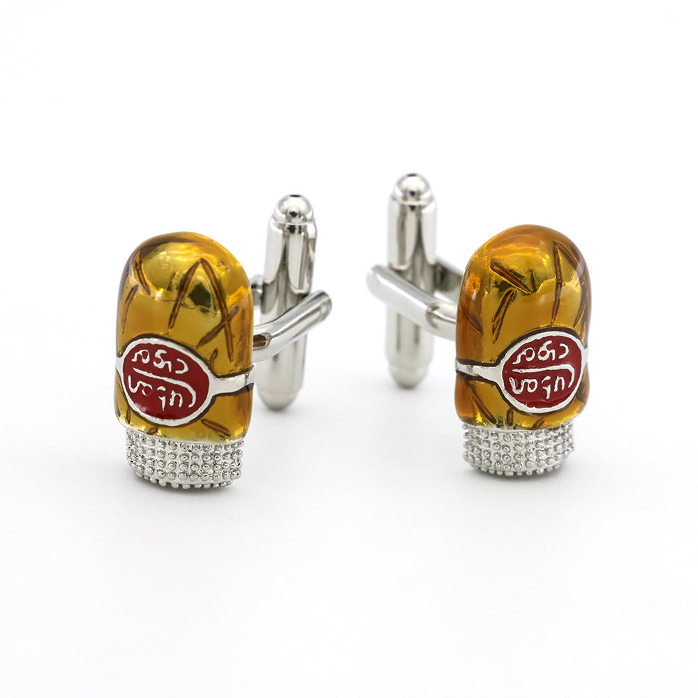 Men's French Bullet Buttons Golden Cigar Cufflinks