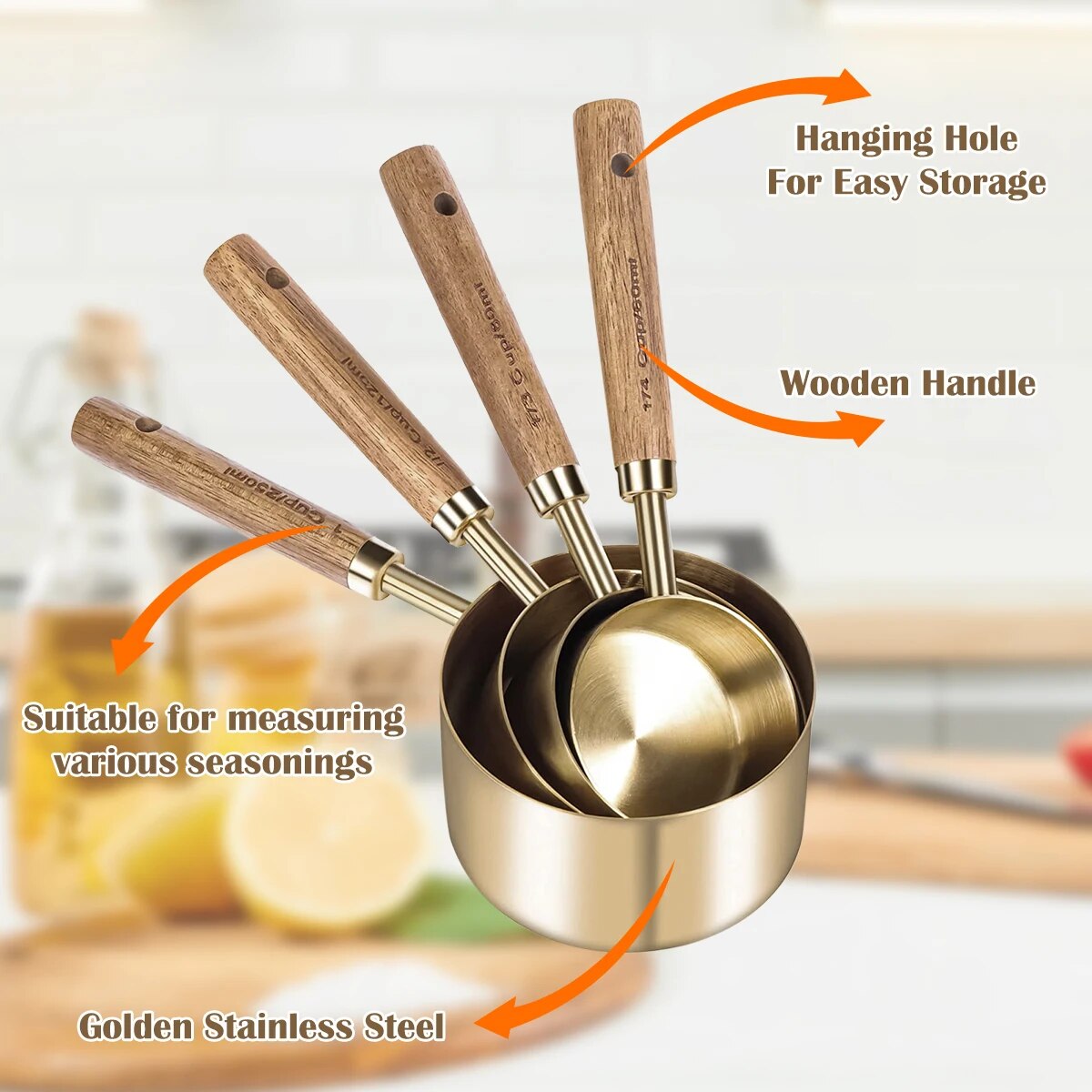 Gold Stainless Steele Measuring Cups and Spoon Set