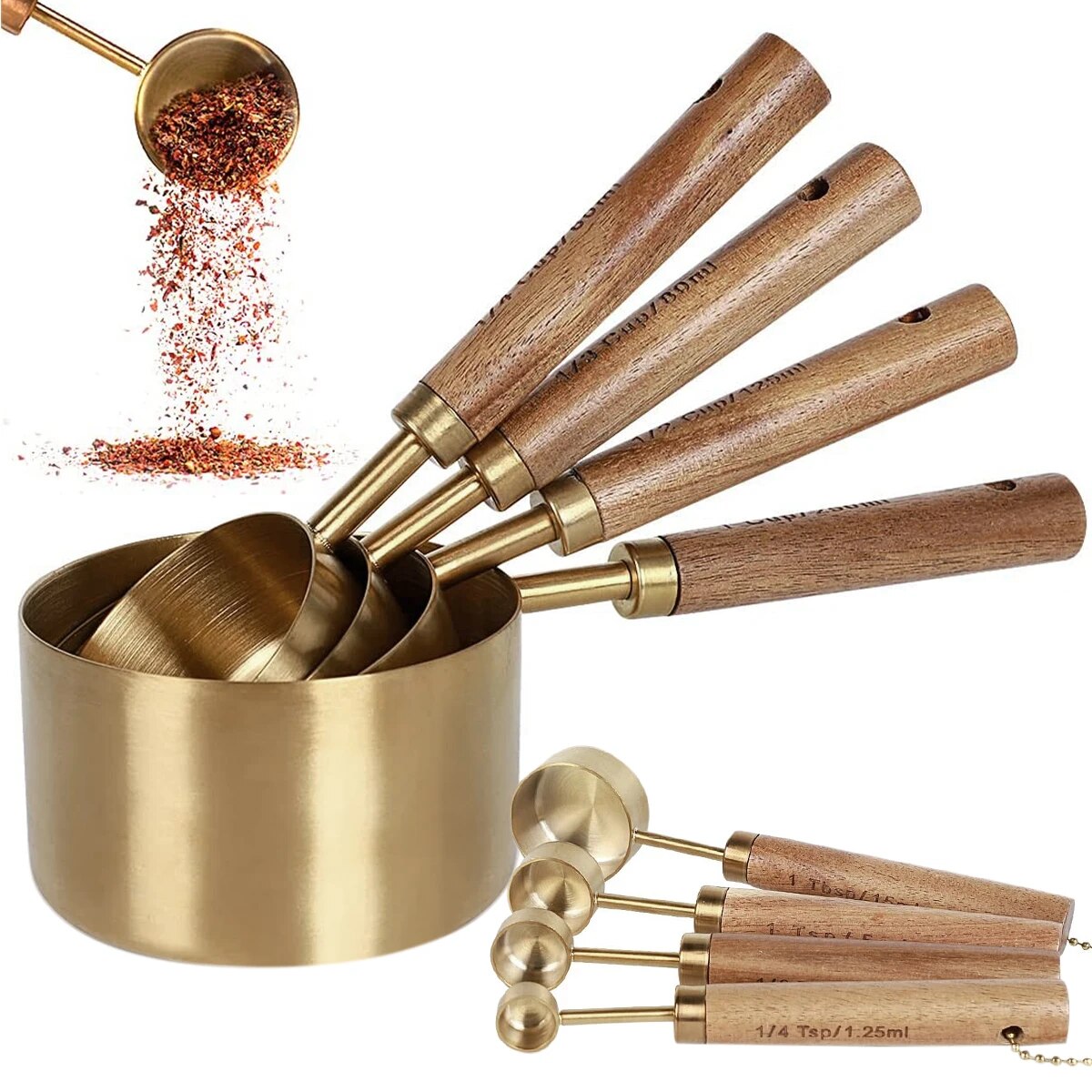 Gold Stainless Steele Measuring Cups and Spoon Set