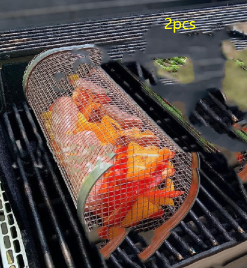 Rolling Metal Barbecue Grilling Basket.